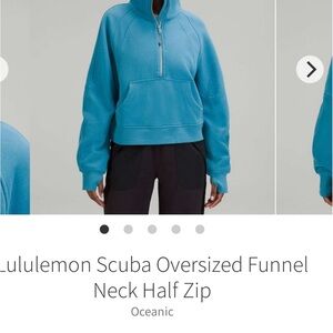 Lululemon Athletica Oceanic Blue Scuba Oversized Funnel Neck Half Zip